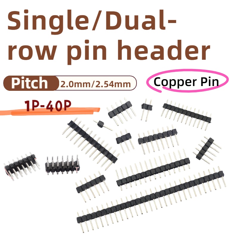 Male Female Header Pin - 10 個、2.54 ミリメートルピッチシングル/デュアル列ピンヘッダー PCB ソケットボードオスピンヘッダーコネクタ Arduino