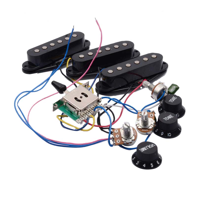 Diy Electric Guitar Electronics - ピックアップ配線,ワイヤーハーネス,5ウェイスイッチ,2t1v,マルチタイプ,エレクトリックギター用,黒と白
