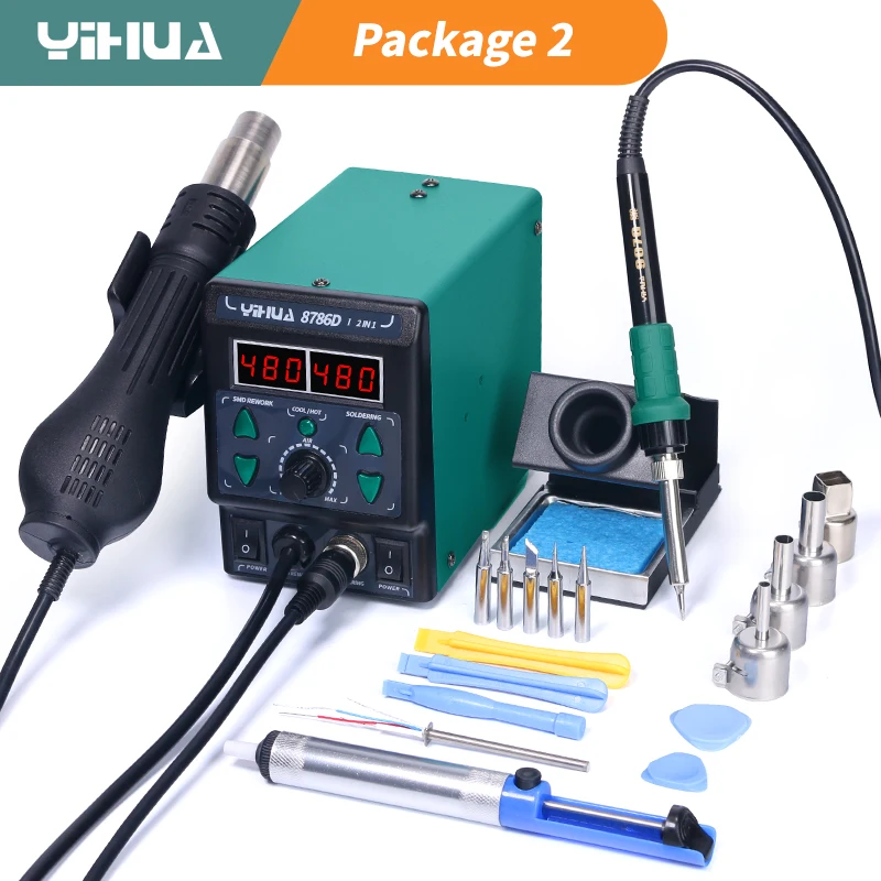Useful Diy Electronics - YIHUA 8786D はんだごて熱風はんだステーション DIY デジタルリワークステーション電話修理 BGA