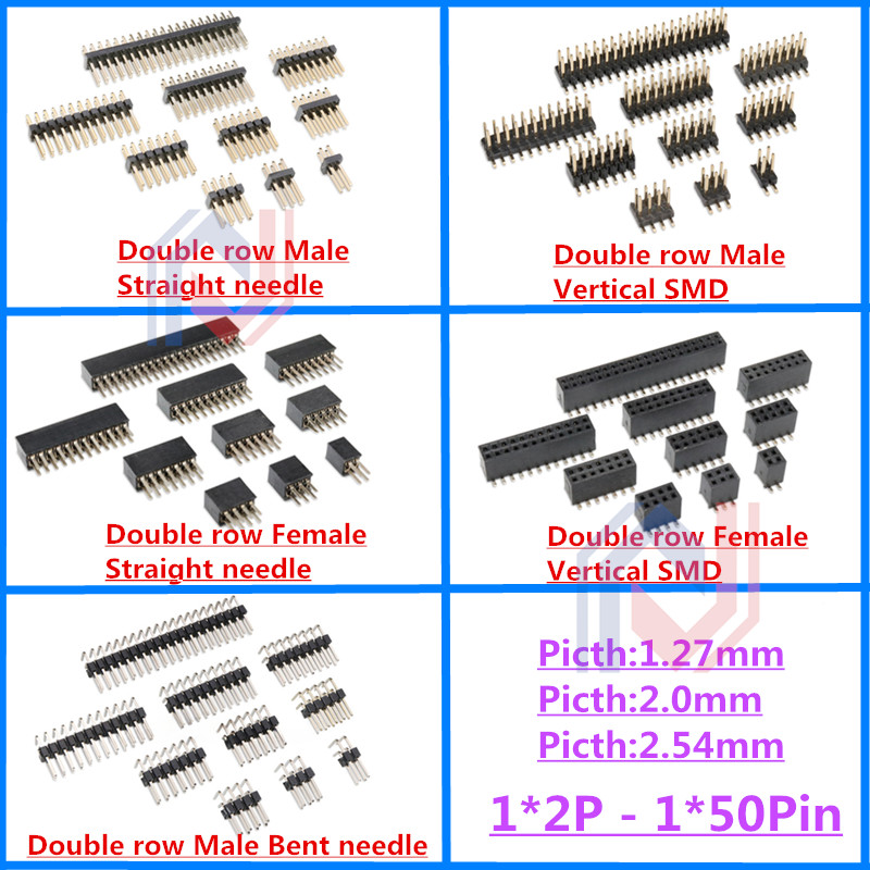Male Female Header Pin - 10 個 1.27 ミリメートル 2.0 ミリメートル