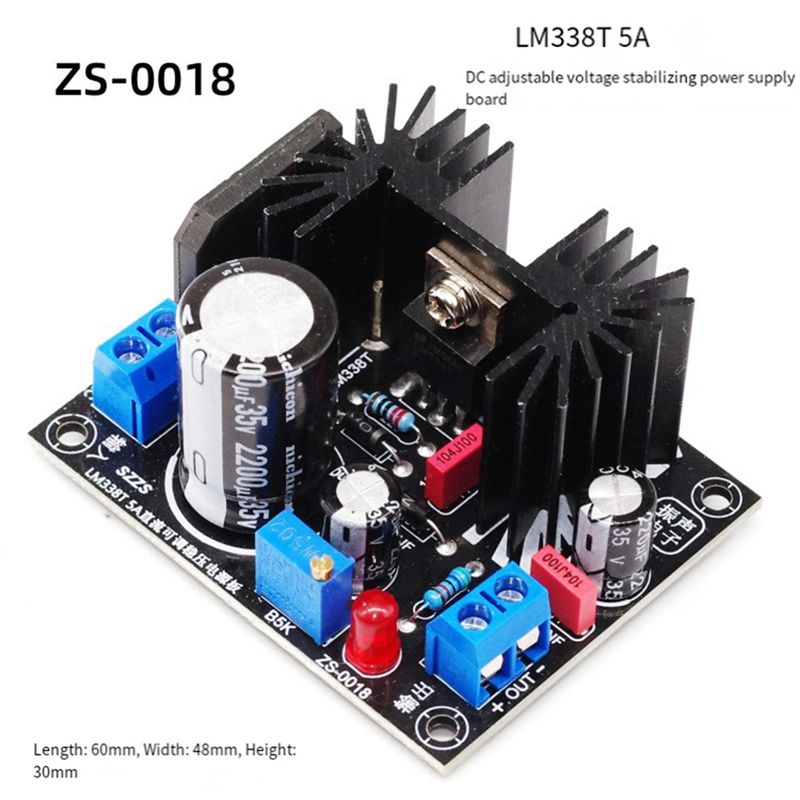 ABNR 調整可能なリニア安定化電源ボード LM338 5A - Diy Electronics Filament のレビューと価格