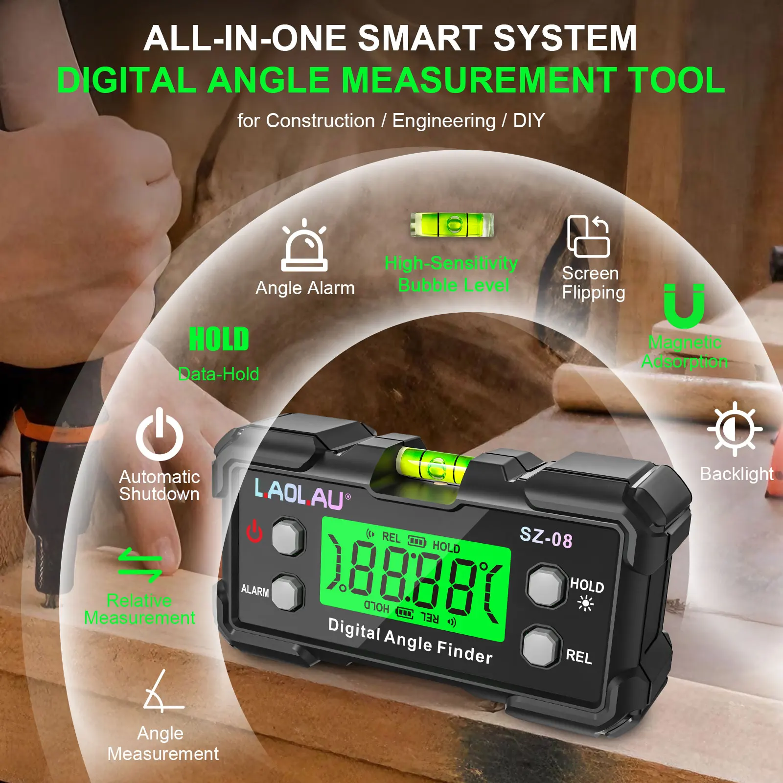 デジタル角度計レベルバブル付き磁気電子分度器傾斜計ゴニオメー - Diy Electronics Websites のレビューと価格